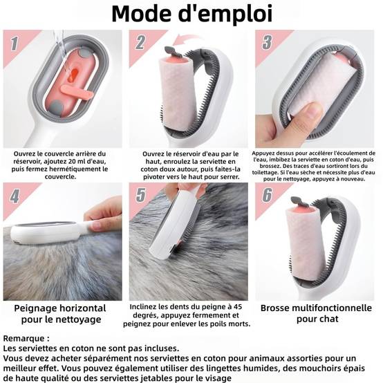 Brosse Pour Animaux Domestiques Auto-Nettoyante avec Réservoir Eau, Massage Anti-Poils Rose - Lytech - Image 3