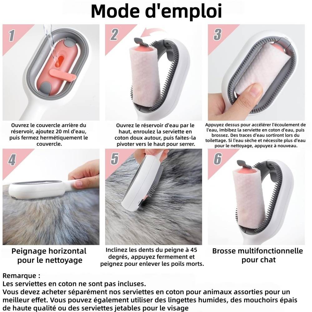 Brosse Pour Animaux Domestiques Auto-Nettoyante avec Réservoir Eau, Massage Anti-Poils Rose - Lytech - Image 3
