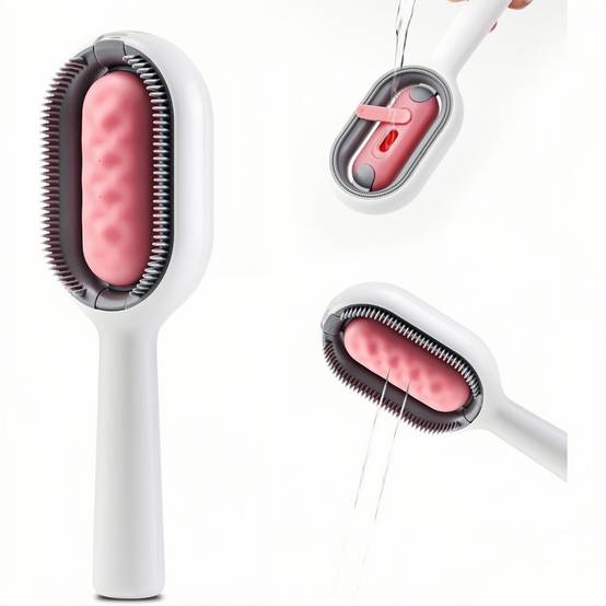 Brosse Pour Animaux Domestiques Auto-Nettoyante avec Réservoir Eau, Massage Anti-Poils Rose - Lytech - Image 1