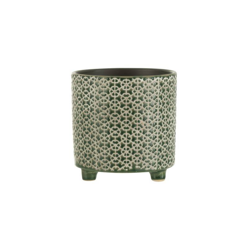 Cache-pot sur pieds en céramique verte D. 16.5 cm - J-Line - Image 1