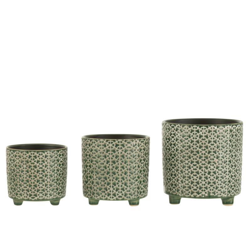 Cache-pot sur pieds en céramique verte D. 16.5 cm - J-Line - Image 2