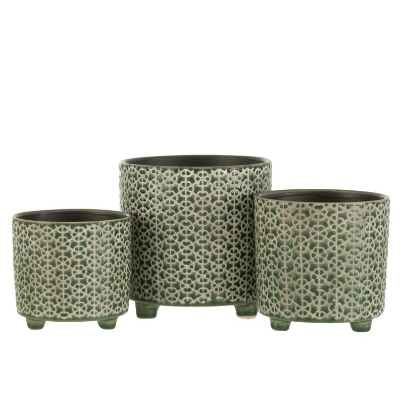 Cache-pot sur pieds en céramique verte D. 16.5 cm - J-Line - Image 3