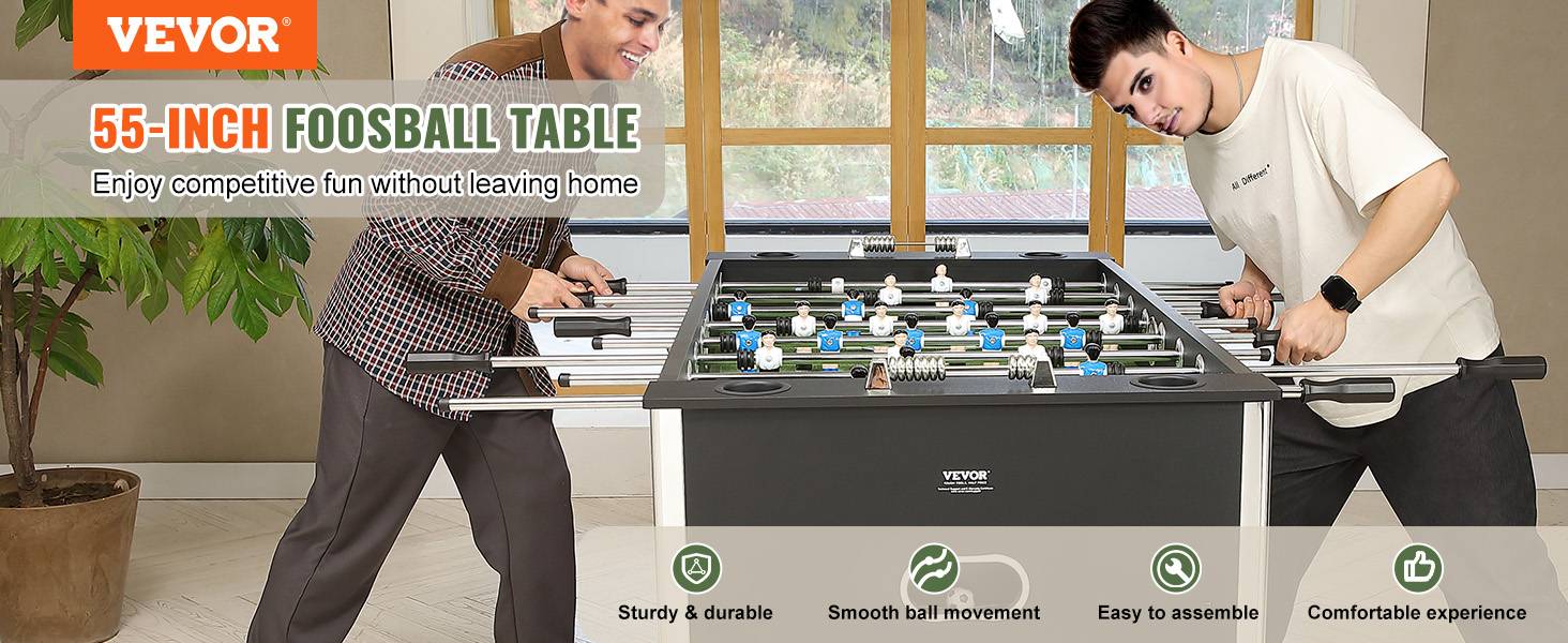 Vevor - VEVOR Table baby-foot standard 140 cm, kit complet 4 balles, 4 porte-gobelets. Intérieur. - Image 9