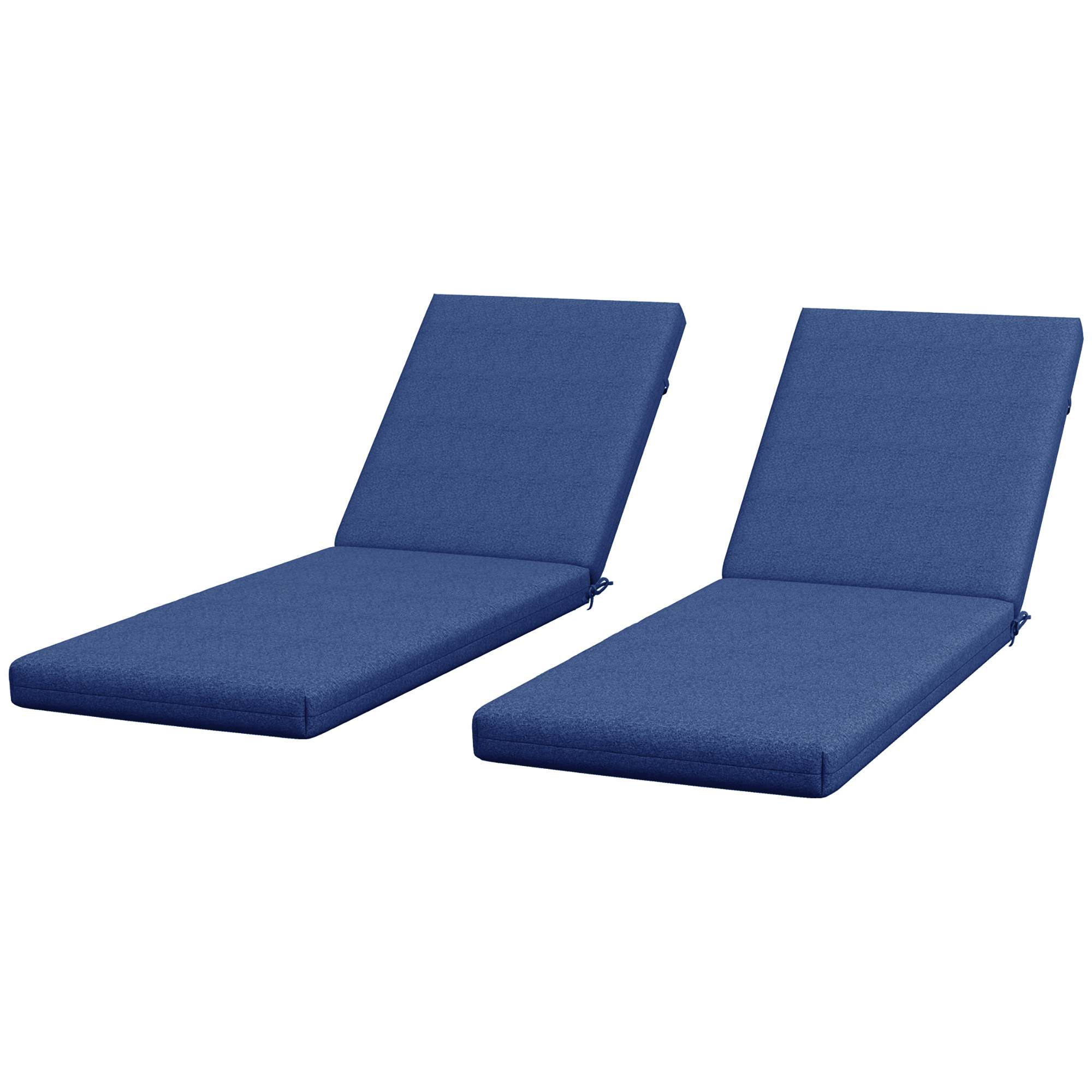 Lot 2 matelas bain de soleil tissu respirant transat jardin attache sécurisée bleu - ComfortXL Outdoor Living - Image 2