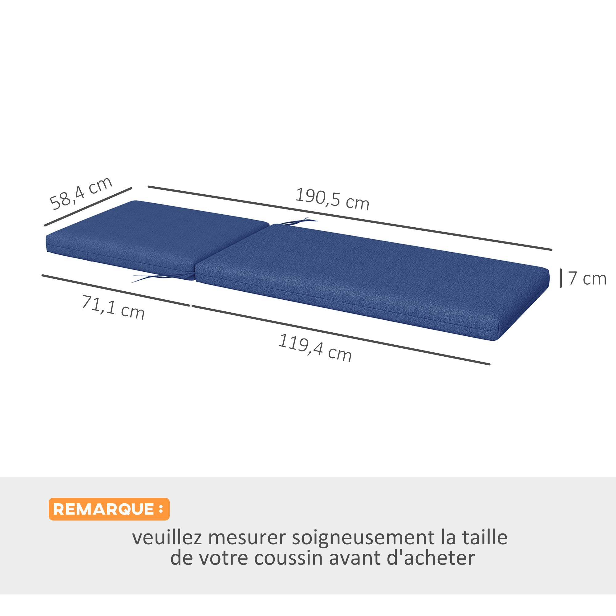 Lot 2 matelas bain de soleil tissu respirant transat jardin attache sécurisée bleu - ComfortXL Outdoor Living - Image 5
