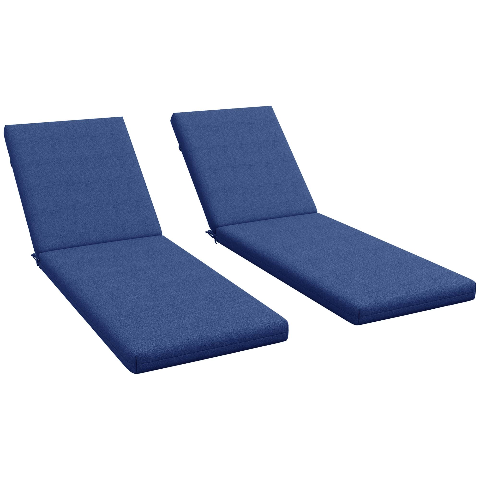 Lot 2 matelas bain de soleil tissu respirant transat jardin attache sécurisée bleu - ComfortXL Outdoor Living - Image 1