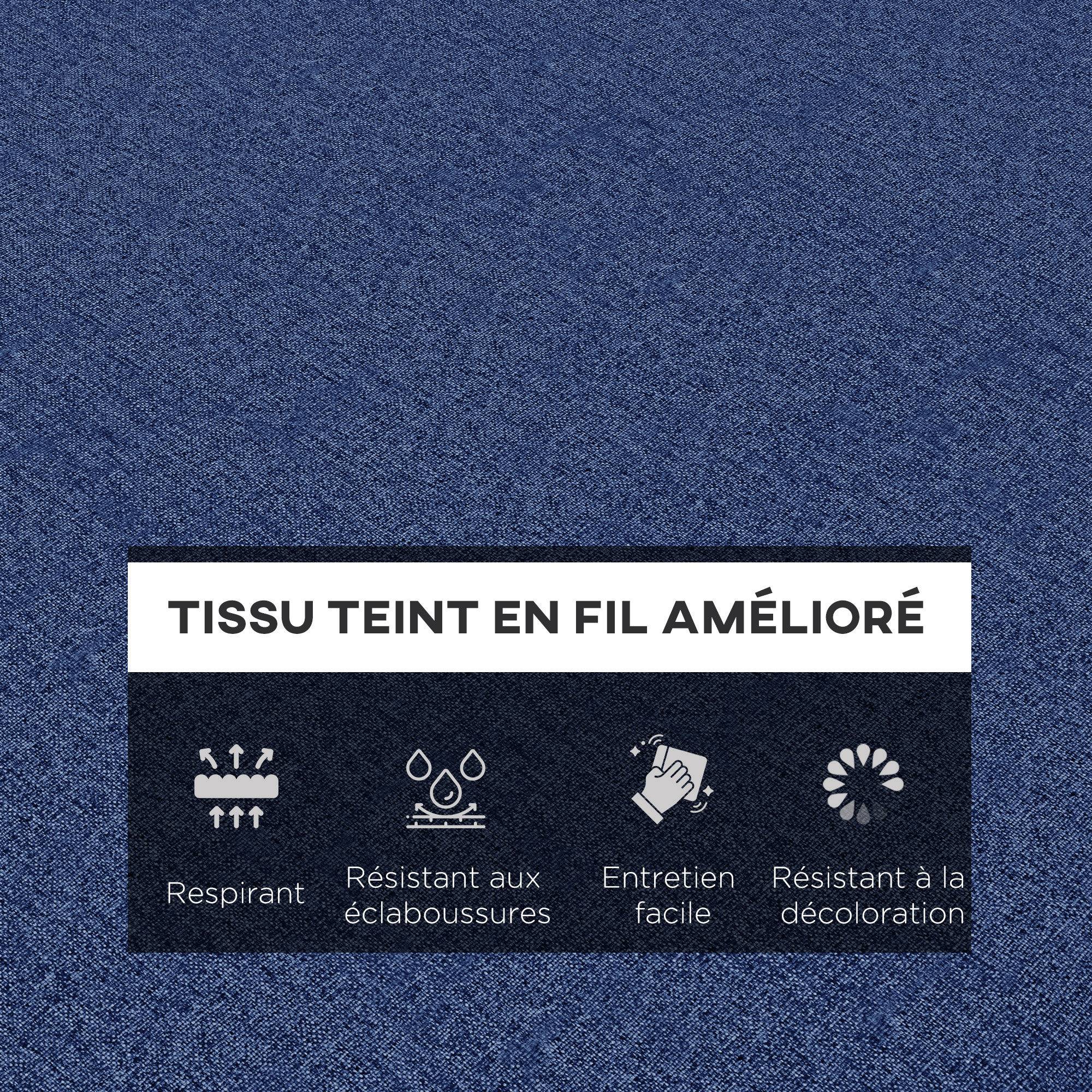 Lot 2 matelas bain de soleil tissu respirant transat jardin attache sécurisée bleu - ComfortXL Outdoor Living - Image 6