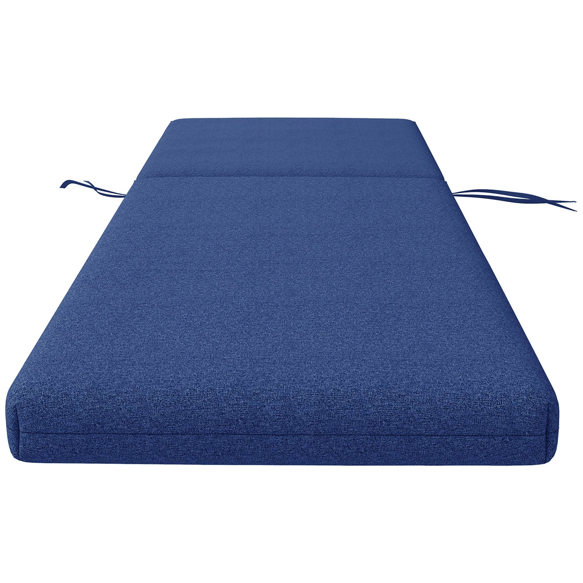 Lot 2 matelas bain de soleil tissu respirant transat jardin attache sécurisée bleu - ComfortXL Outdoor Living - Image 9