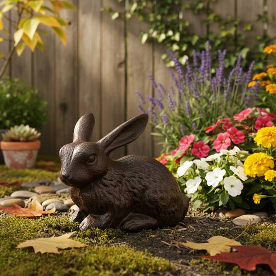 La Grande Prairie - Lapin fonte patiné marron 14x7x10cm - Imagen 1