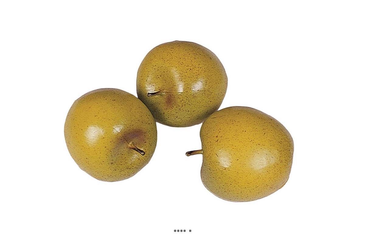 Artificielles - Pomme artificielle moyenne Verte X 3 en Plastique soufflé H 65x75 mm - Imagen 2