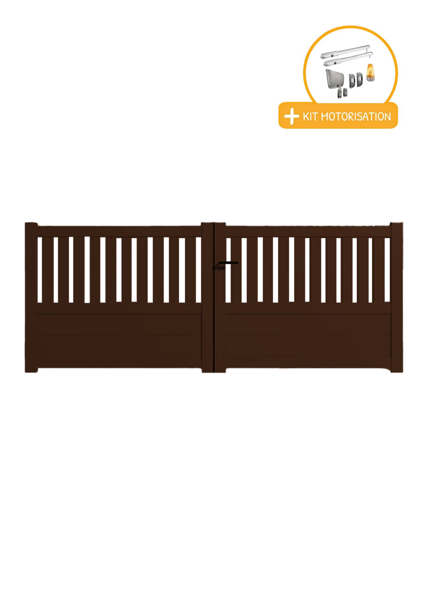 Portail Packit - Portail alu battant semi-ajouré en kit +MOT dim. L.4000 (entre piliers) X H.1300 mmMOT SGS Essential (vérins)  Marron (RAL 1247) - Imagen 1