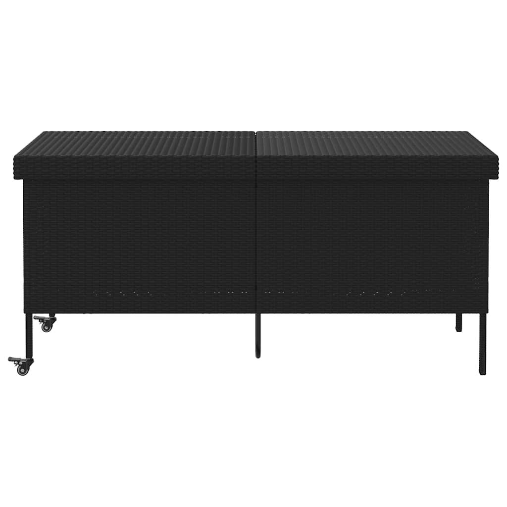 Grand Coffre de Rangement Résine Tressée Mobile Imperméable pour Jardin Piscine Noir 160x55x75 cm – ComfortXL Outdoor Living - Image 3