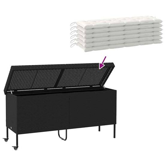 Grand Coffre de Rangement Résine Tressée Mobile Imperméable pour Jardin Piscine Noir 160x55x75 cm – ComfortXL Outdoor Living - Image 7
