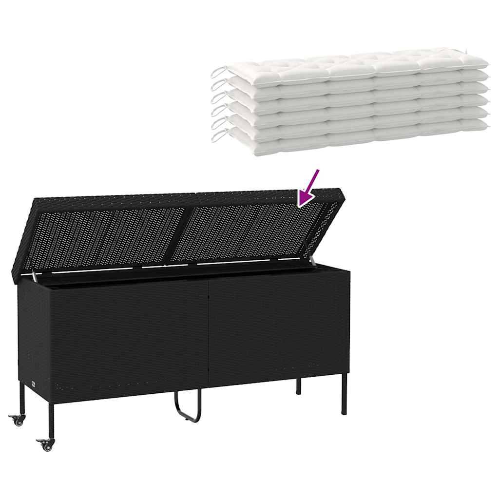 Grand Coffre de Rangement Résine Tressée Mobile Imperméable pour Jardin Piscine Noir 160x55x75 cm – ComfortXL Outdoor Living - Image 7