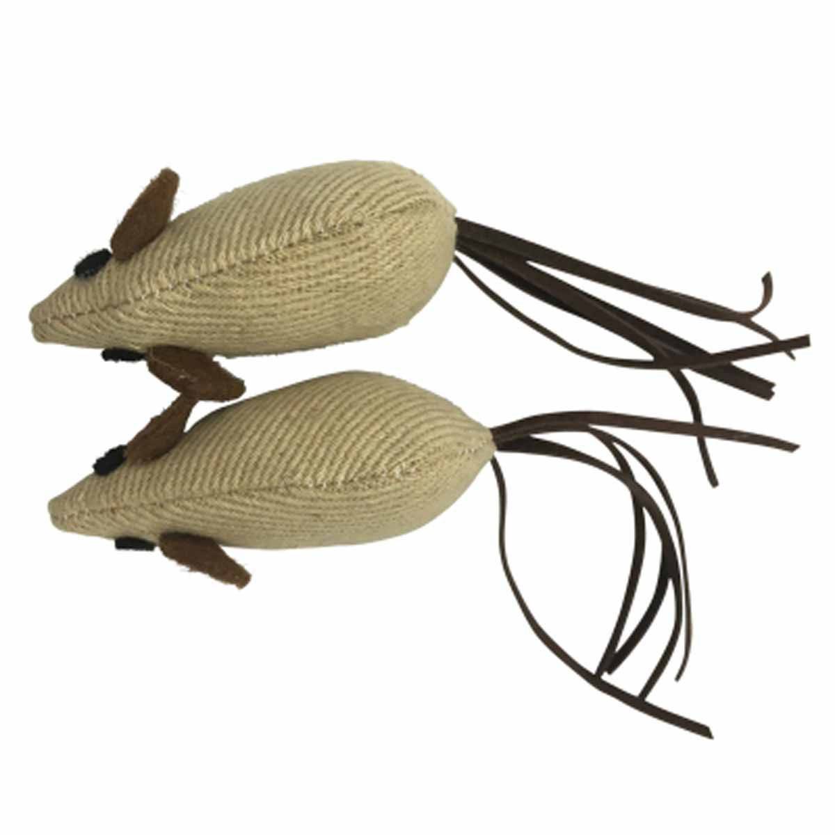 Love Story - Lot de 2 Jouets pour Chat "Souris" 14cm Écru