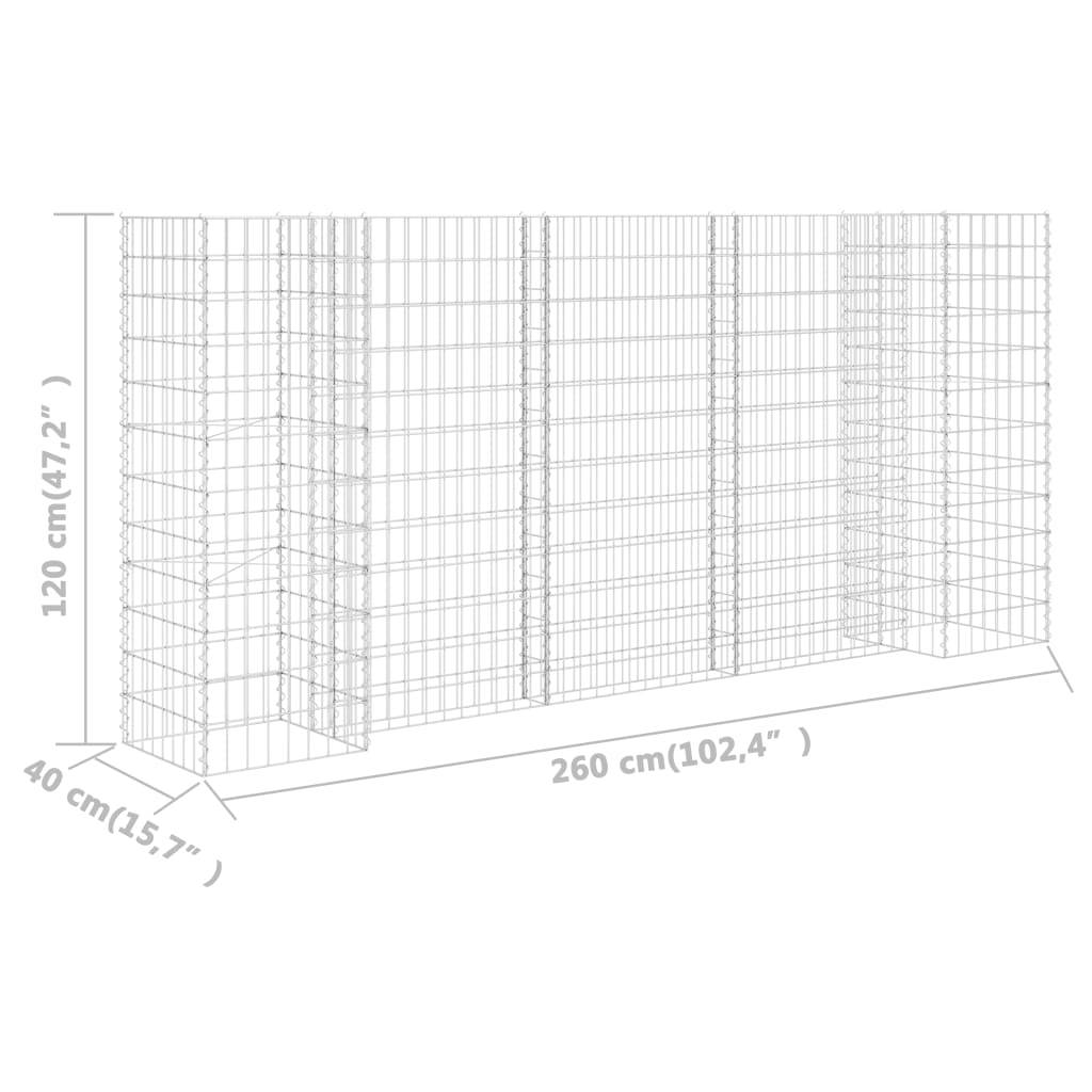 Helloshop26 - Jardinière à gabion en h panier de gabion parterre surélevé de fleurs plantes jardin terrasse extérieur fil d'acier 260 x 40 x 120 cm - Imagen 5