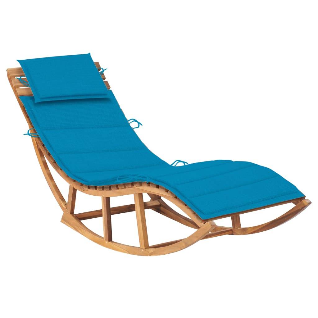 Helloshop26 - Transat chaise longue bain de soleil lit de jardin terrasse meuble d'extérieur à bascule avec coussin bois de teck solide - Imagen 1