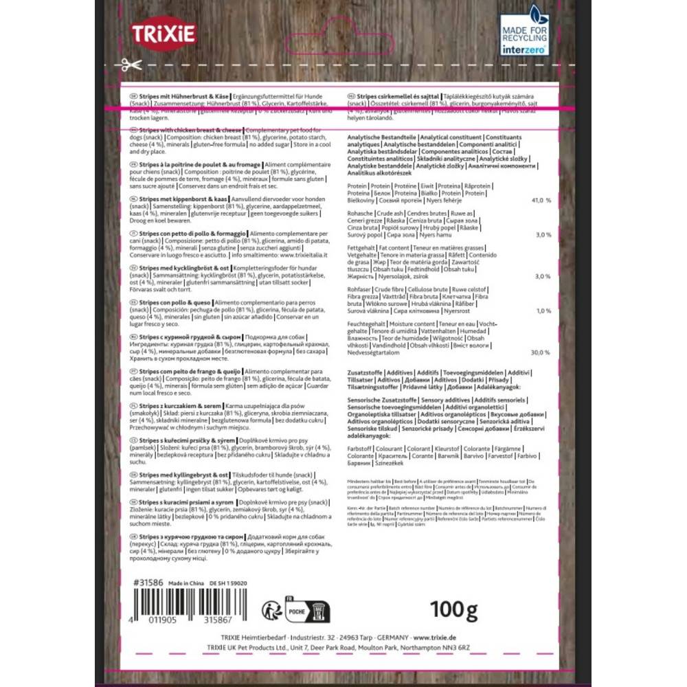 Trixie - Golosinas de pechuga de pollo y queso 100 g para perro - Imagen 3