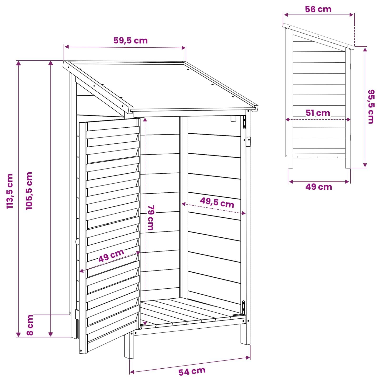 Vidaxl - Abri de jardin Gris 59,5 x 56 x 113,5 cm Bois de Sapin Massif vidaXL 42033454 - Image 3