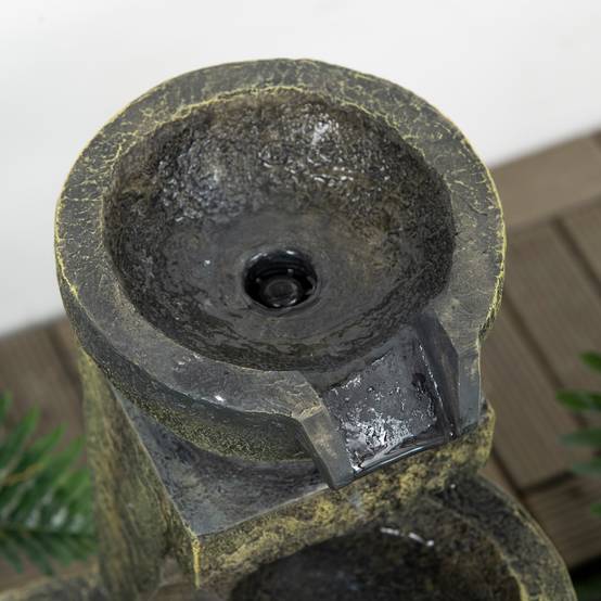 Fontaine Jardin Résine Extérieur 4 Niveaux Cascade Débit Réglable 60cm Noir - ComfortXL Outdoor Living - Image 8