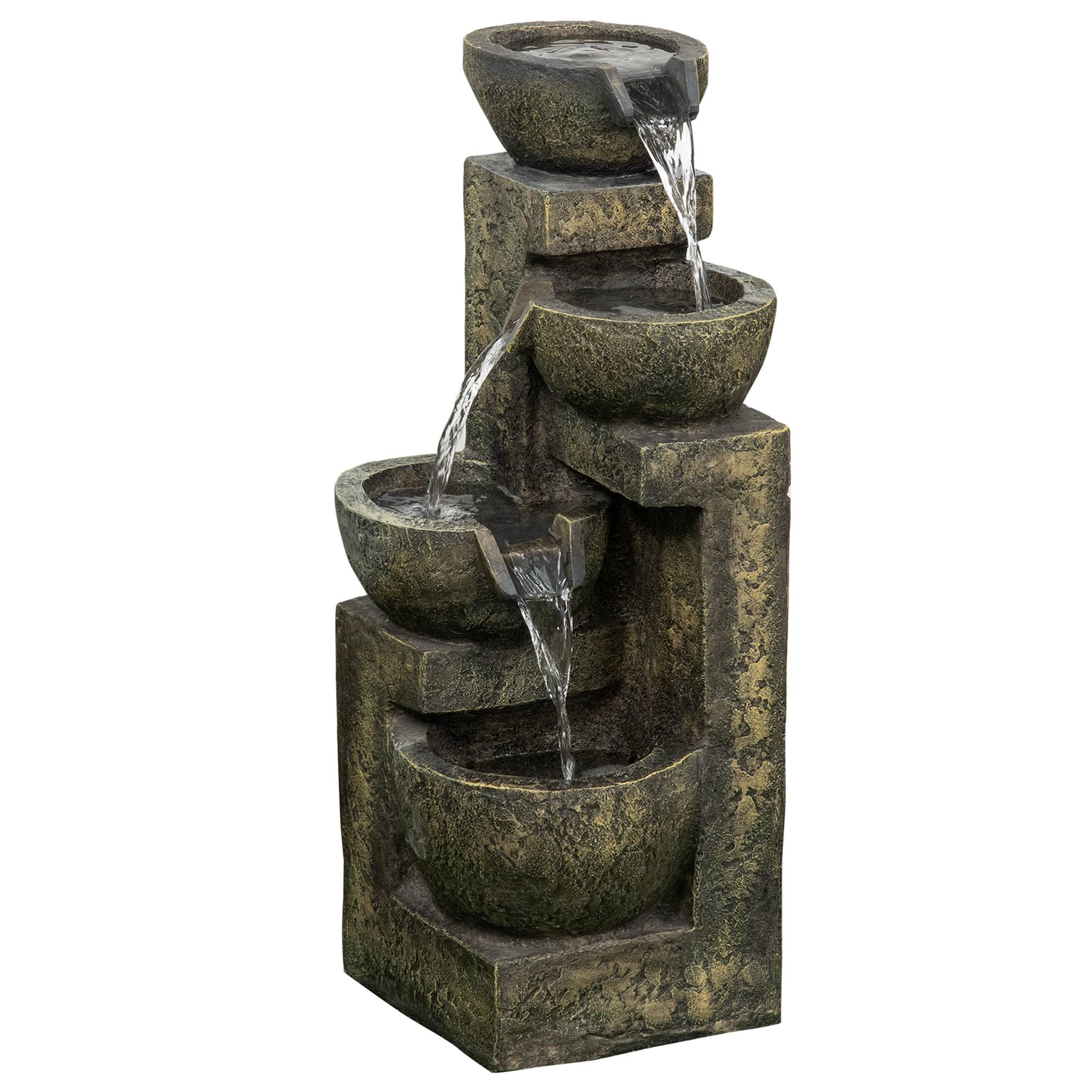 Fontaine Jardin Résine Extérieur 4 Niveaux Cascade Débit Réglable 60cm Noir - ComfortXL Outdoor Living - Image 2