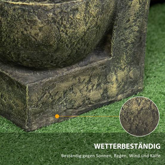 Fontaine Jardin Résine Extérieur 4 Niveaux Cascade Débit Réglable 60cm Noir - ComfortXL Outdoor Living - Image 6