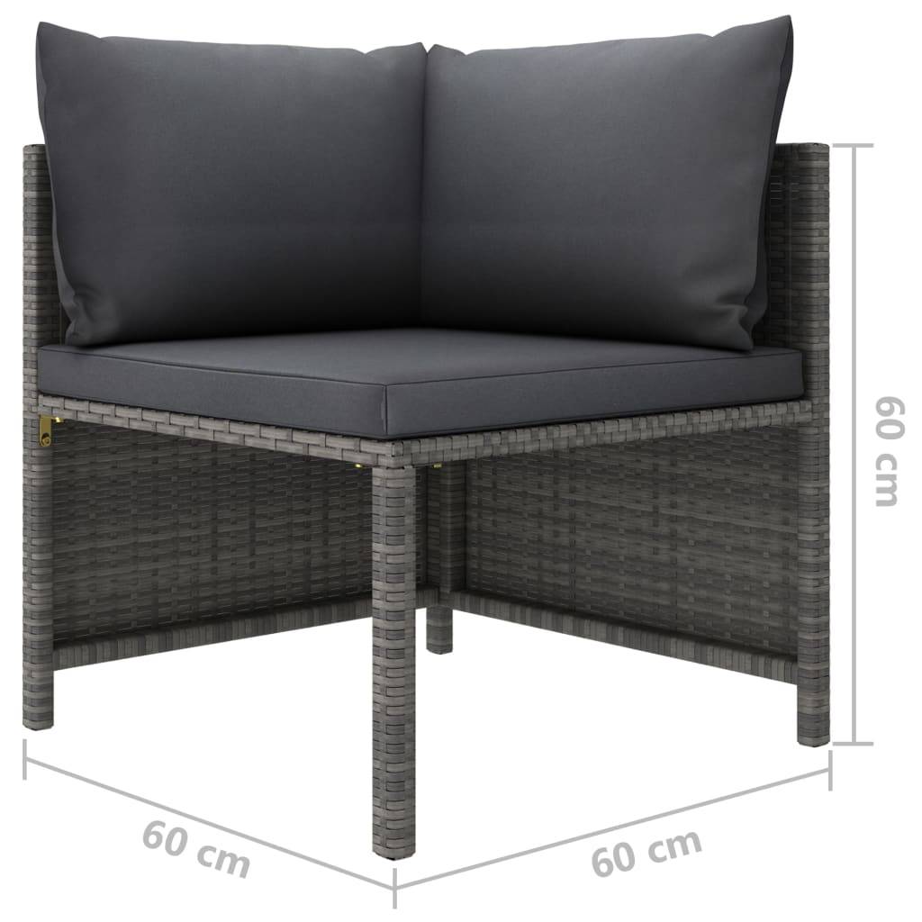 Helloshop26 - Salon de jardin meuble d'extérieur ensemble de mobilier 12 pièces avec coussins résine tressée gris - Imagen 8