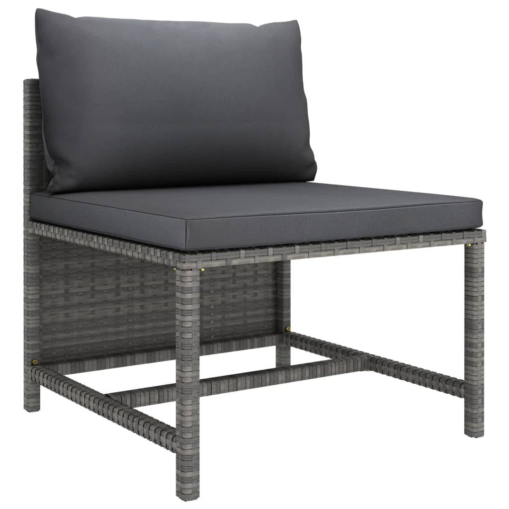Helloshop26 - Salon de jardin meuble d'extérieur ensemble de mobilier 12 pièces avec coussins résine tressée gris - Imagen 4