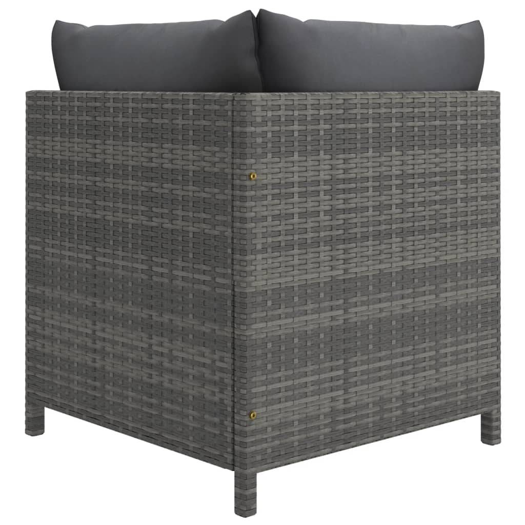 Helloshop26 - Salon de jardin meuble d'extérieur ensemble de mobilier 12 pièces avec coussins résine tressée gris - Imagen 3