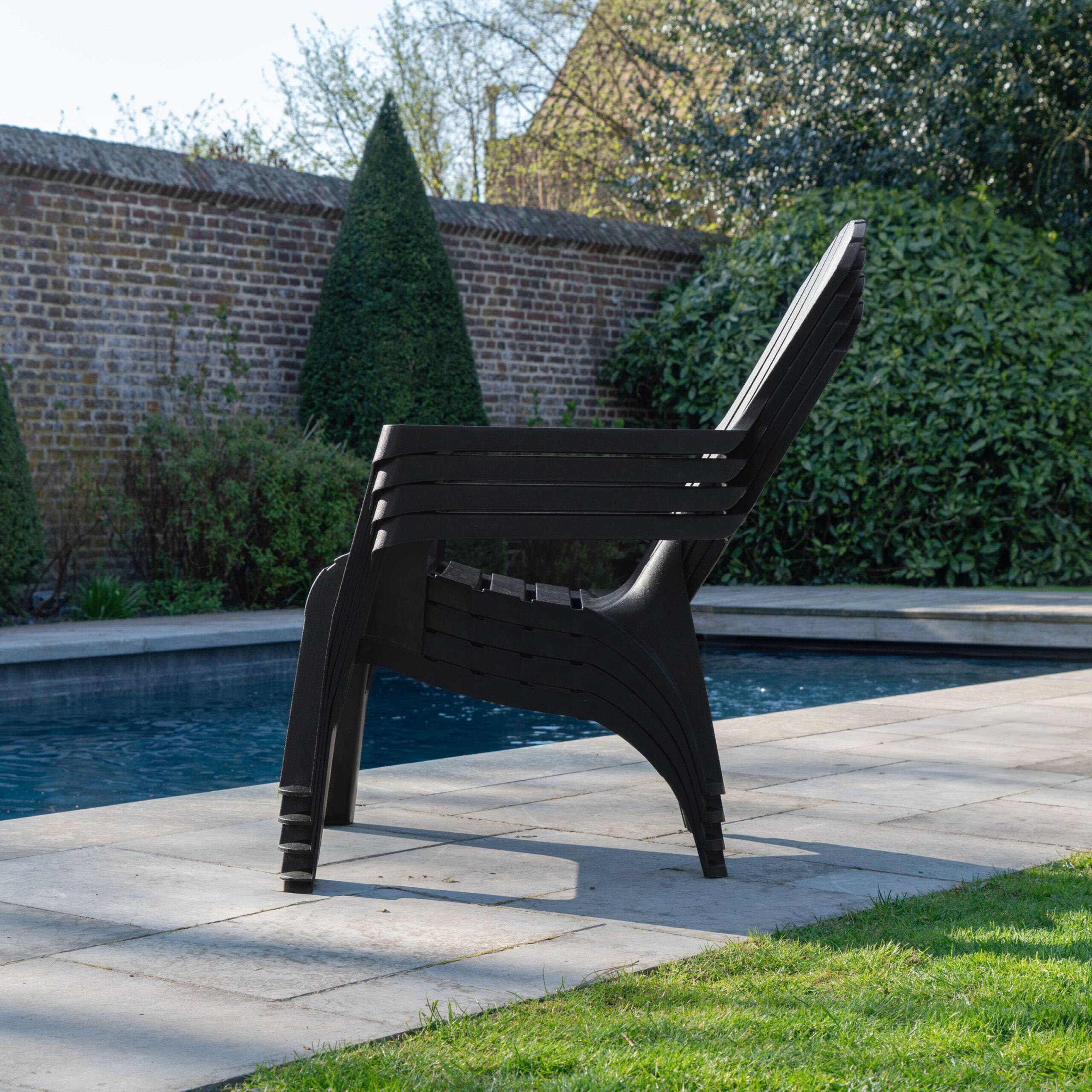 Wilsa Garden - Lot de 4 Fauteuils  Adirondack de jardin en résine empilables Anthracite - Imagen 4