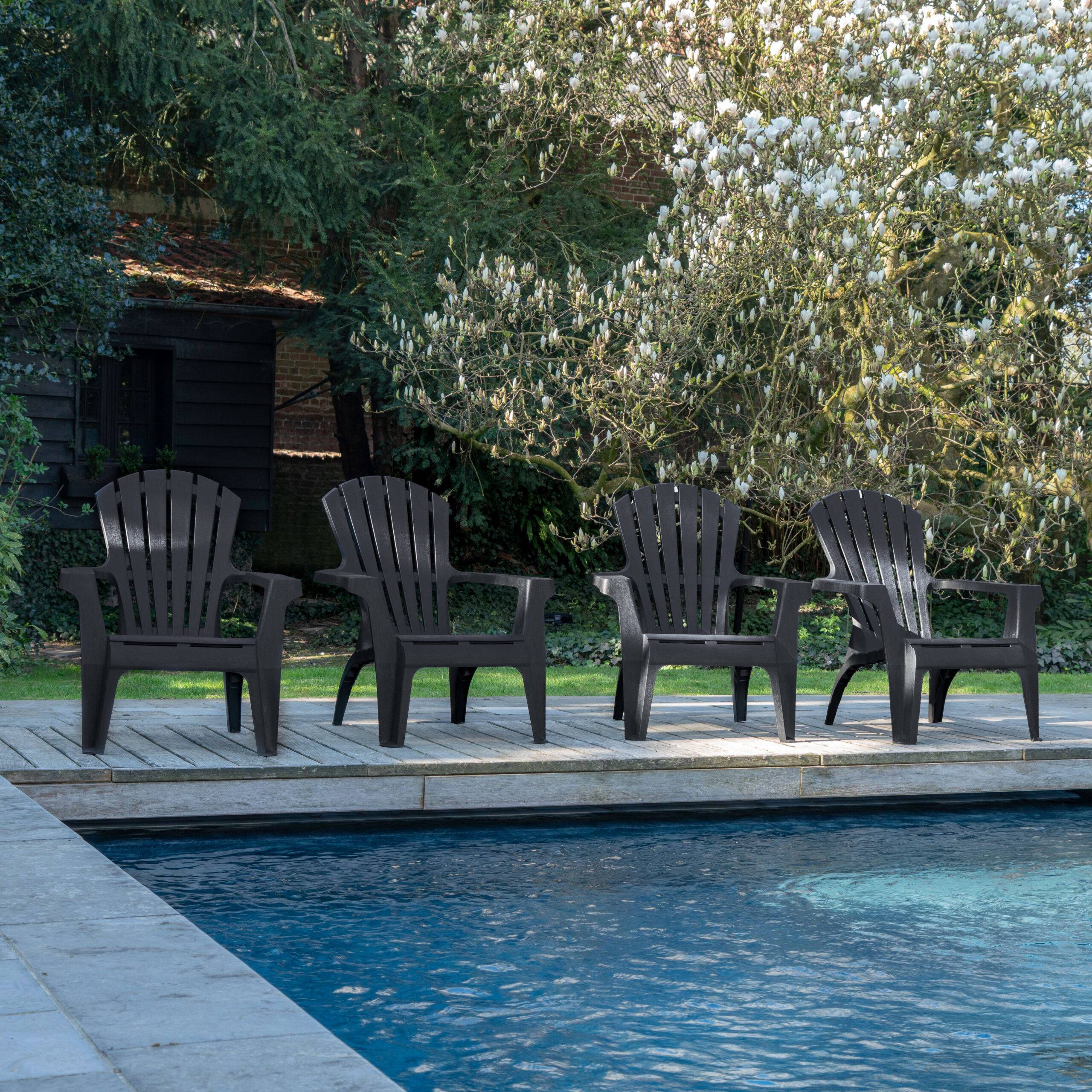 Wilsa Garden - Lot de 4 Fauteuils  Adirondack de jardin en résine empilables Anthracite - Imagen 1