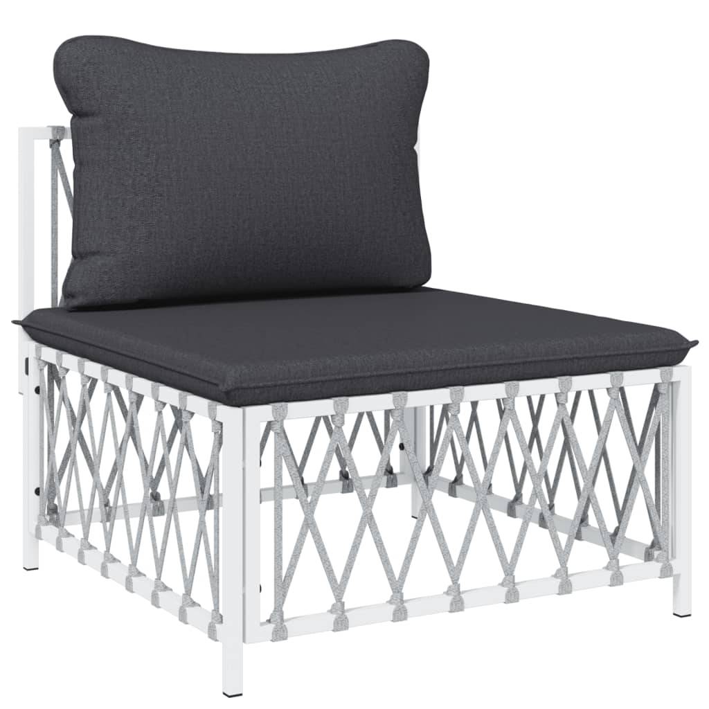 Helloshop26 - Salon de jardin meuble d'extérieur ensemble de mobilier 8 pièces avec coussins blanc acier - Imagen 3