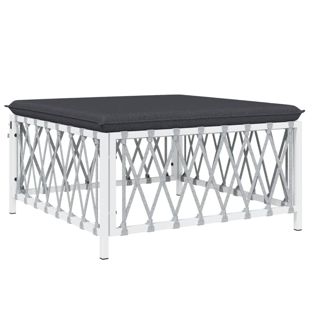 Helloshop26 - Salon de jardin meuble d'extérieur ensemble de mobilier 8 pièces avec coussins blanc acier - Imagen 4