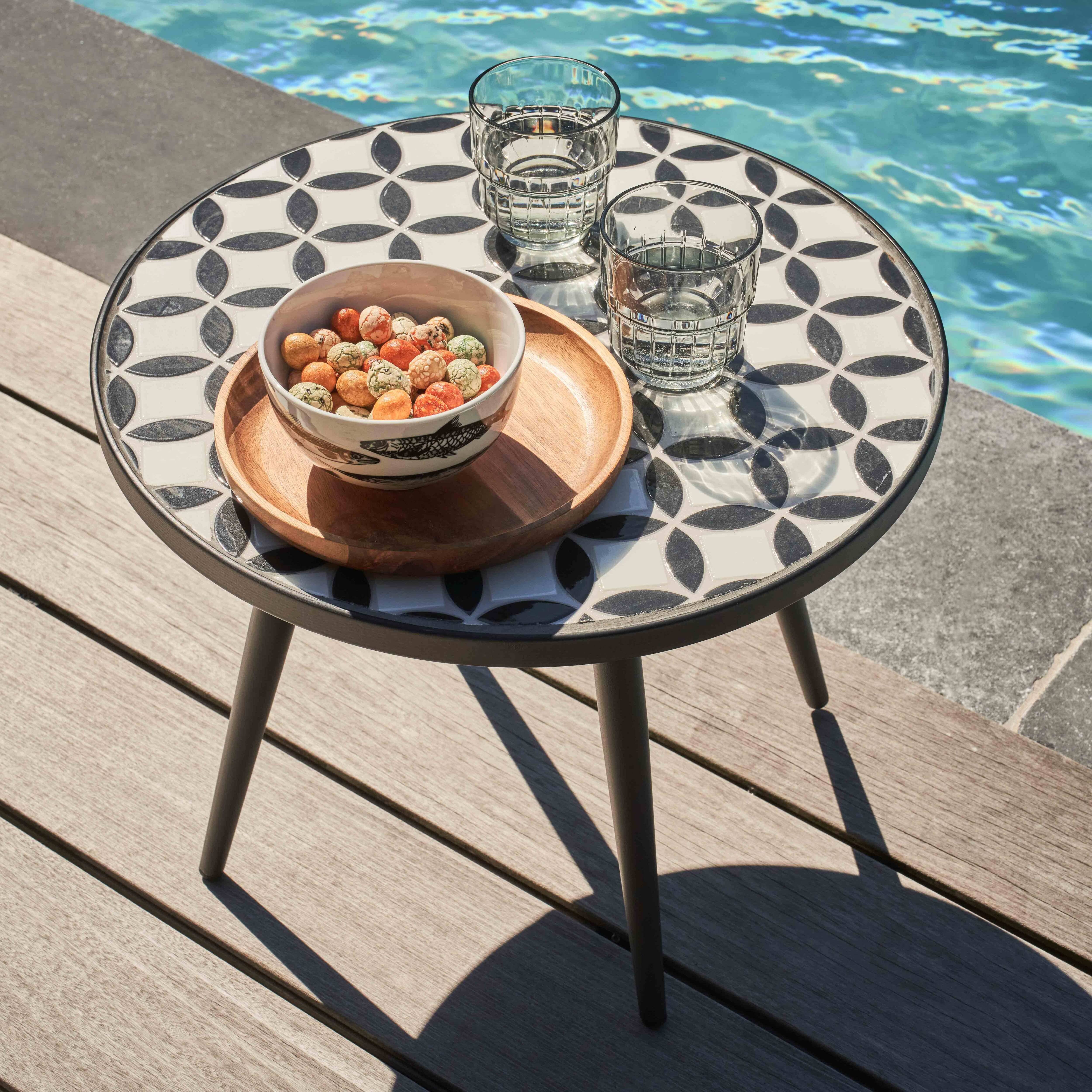 Oviala - Table basse ronde de jardin en acier gris plateau en céramique Tivoli - Oviala - Imagen 2