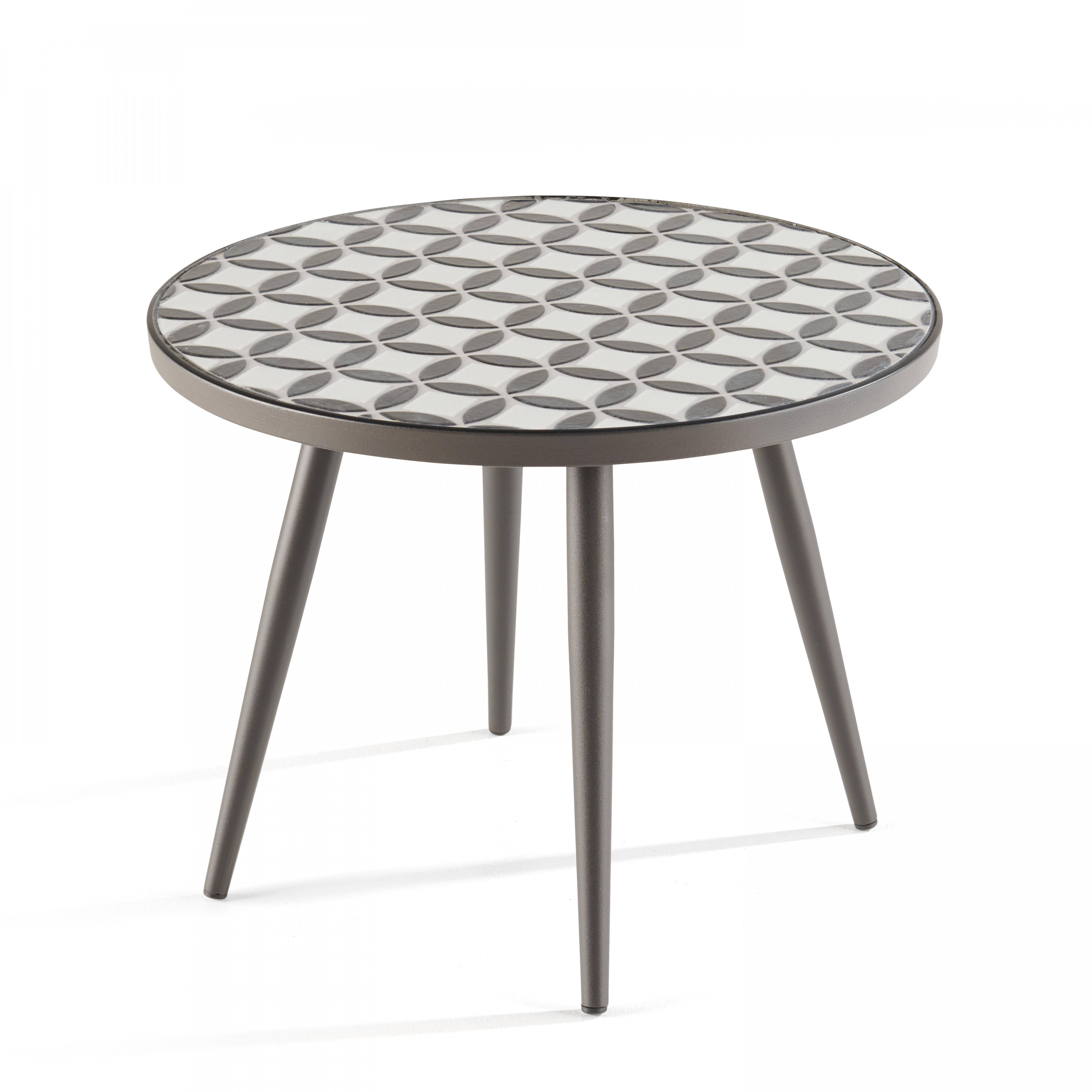 Oviala - Table basse ronde de jardin en acier gris plateau en céramique Tivoli - Oviala - Imagen 1
