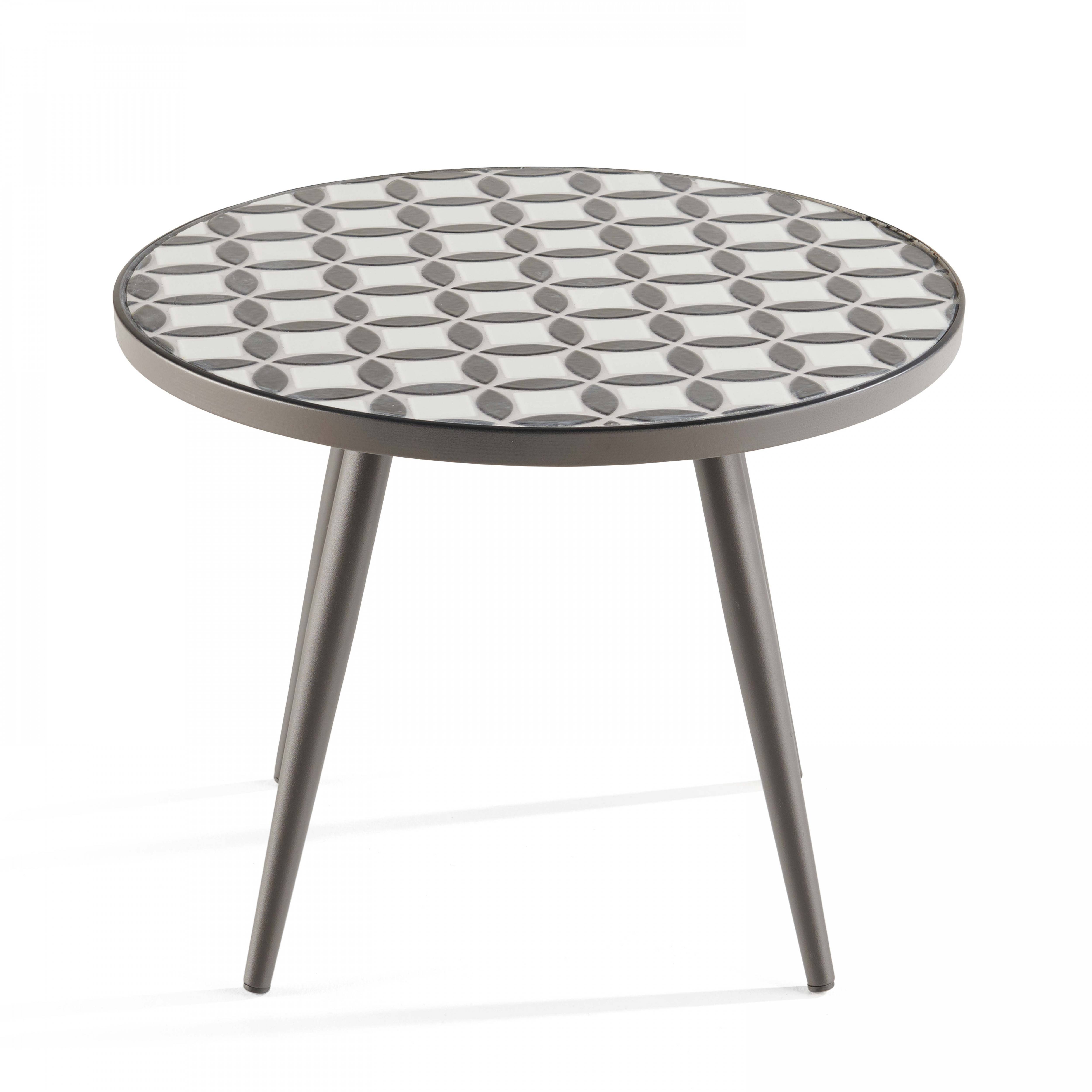 Oviala - Table basse ronde de jardin en acier gris plateau en céramique Tivoli - Oviala - Imagen 4