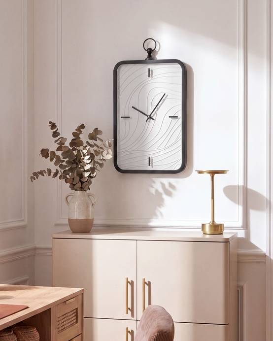 Beliani - Horloge murale Matière synthétique Blanc/noir MOLIENS - 32x5x57- Beliani - Image 1