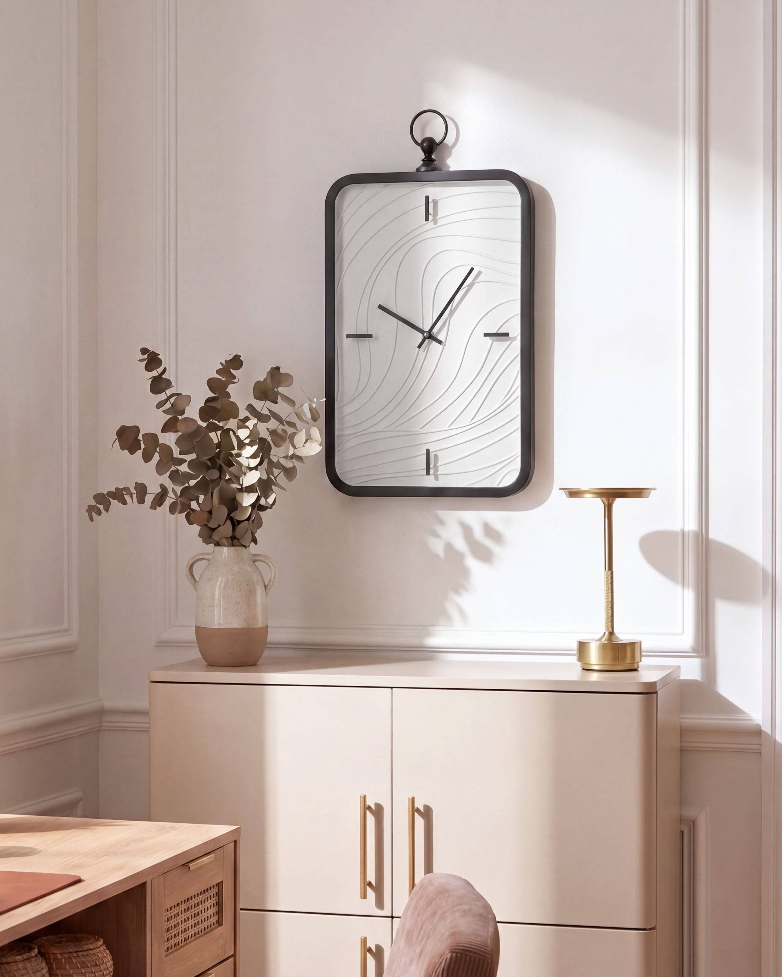 Beliani - Horloge murale Matière synthétique Blanc/noir MOLIENS - 32x5x57- Beliani - Image 1