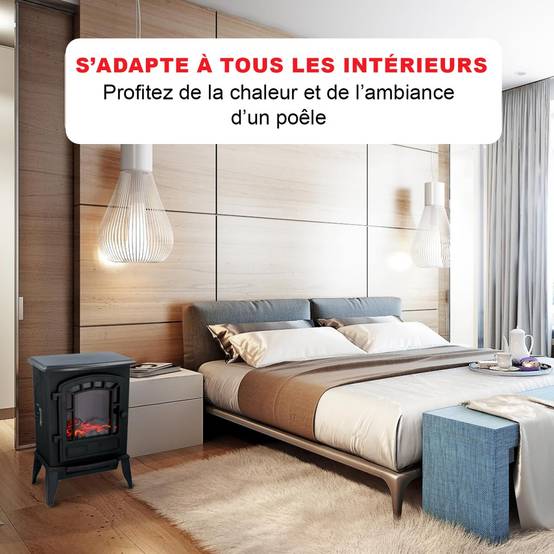 Cheminée électrique Effet flamme 2000W Thermostat réglable 3 LED Chauffage d'appoint Torino CLASSIC FIRE - Imagen 6