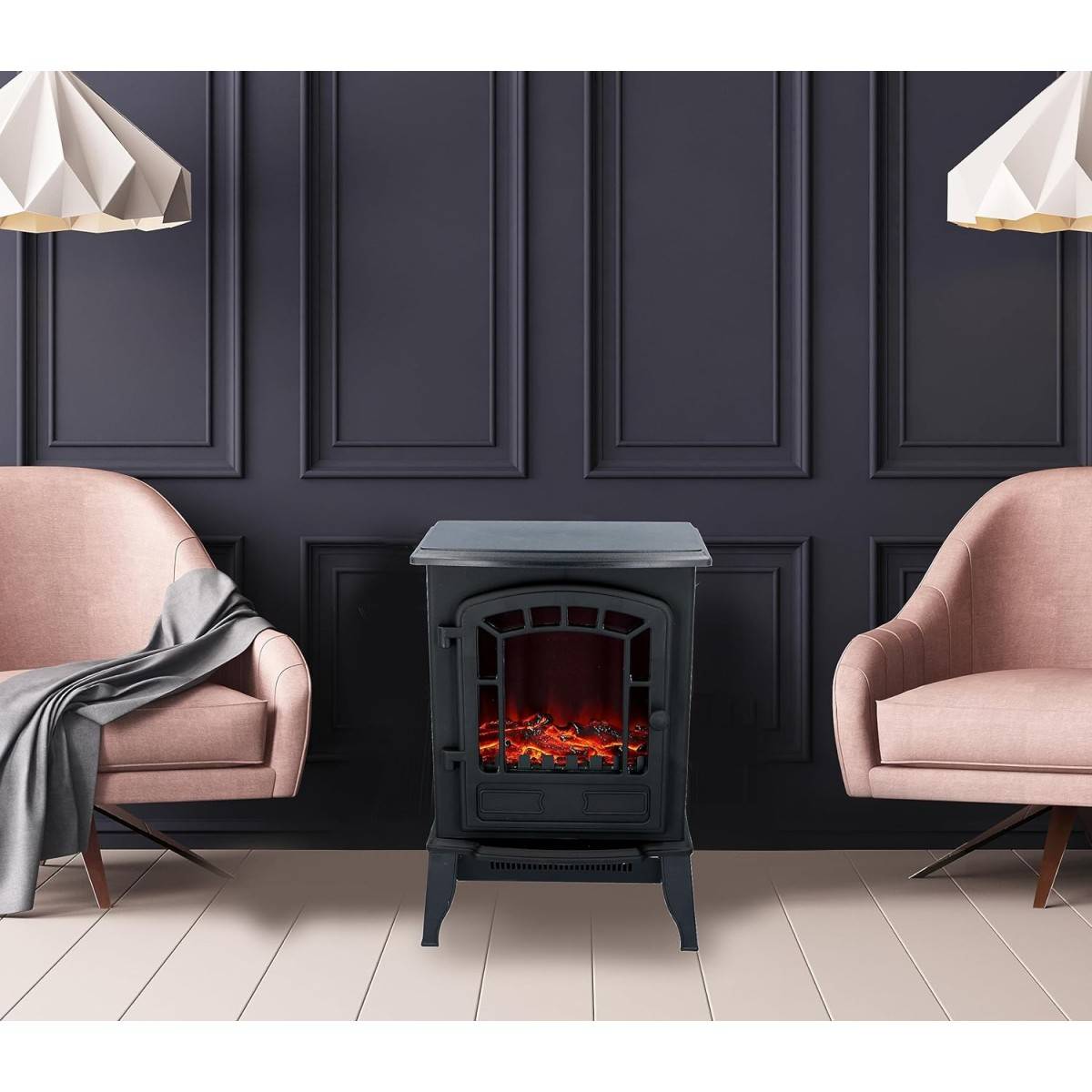 Cheminée électrique Effet flamme 2000W Thermostat réglable 3 LED Chauffage d'appoint Torino CLASSIC FIRE - Imagen 5