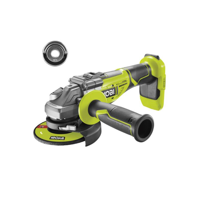 Ryobi - Pack RYOBI - Meuleuse d'angle brushless RAG18BL-0 - 18V One+ - sans batterie ni chargeur - Ecrou Easyfix pour meuleuse d'angle RAKEF - M14 - Image 1