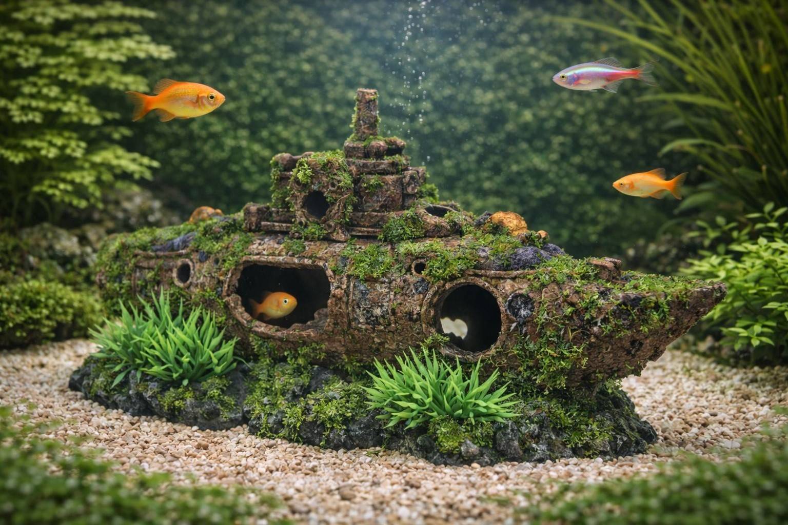 Décoration aquarium sous-marin épave cachettes poissons 23 cm - Image 3