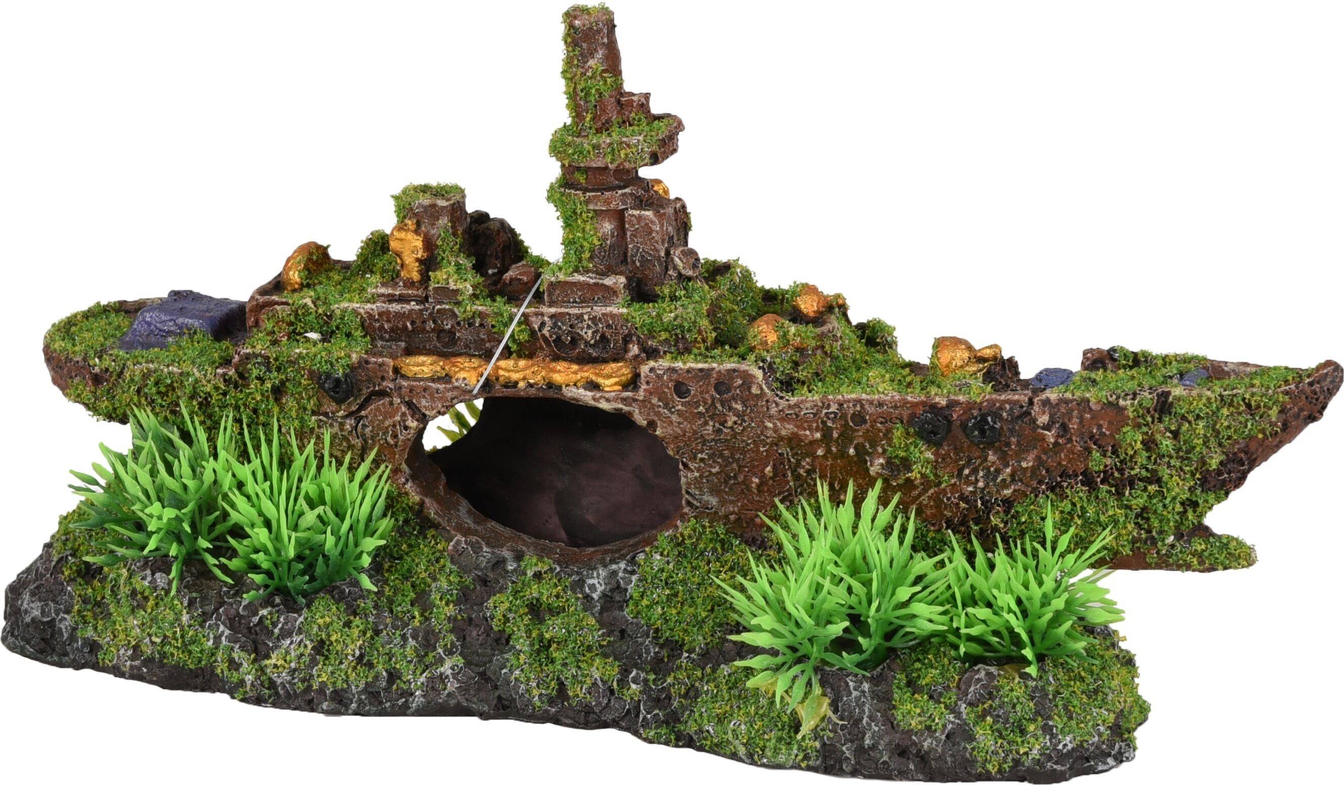 Décoration aquarium sous-marin épave cachettes poissons 23 cm - Image 1