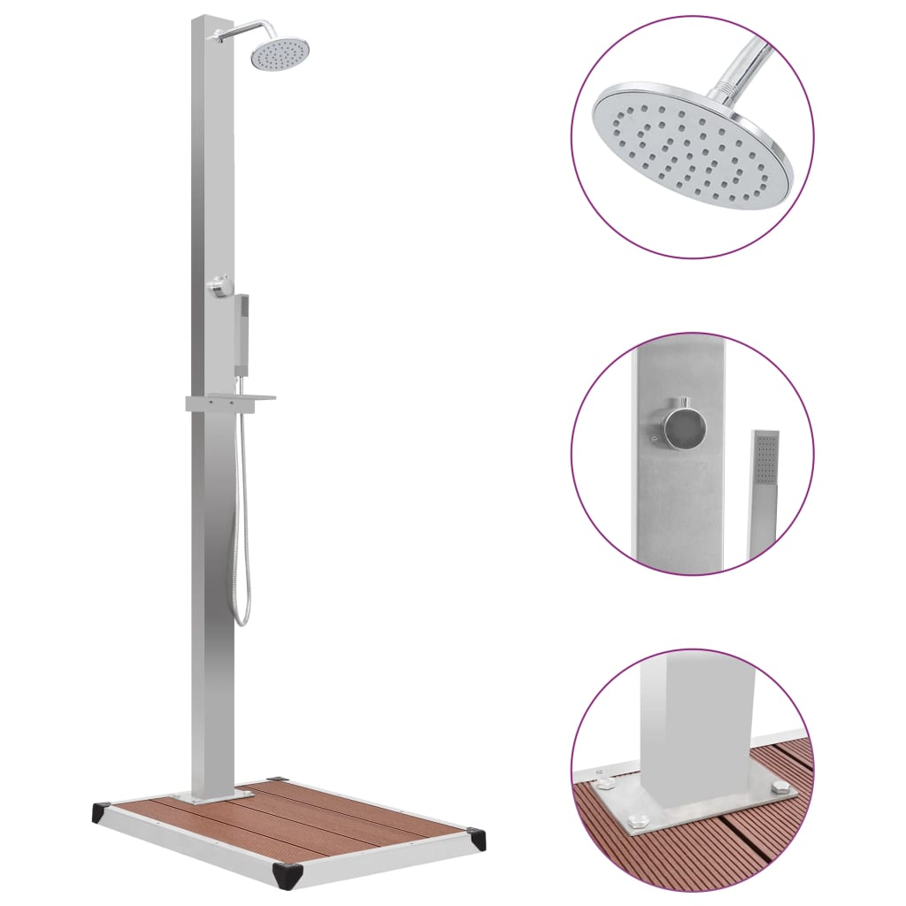 Vidaxl - Douche d'extérieur avec receveur de douche WPC Acier inoxydable - vidaXL - Image 2