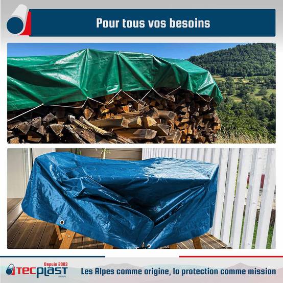 Pack 2 Bâches de Protection - Tailles Complémentaires - 3x5m (x1) HQ250MU + 6x10m (x1) SR150MU - PD4MU TECPLAST - Image 2