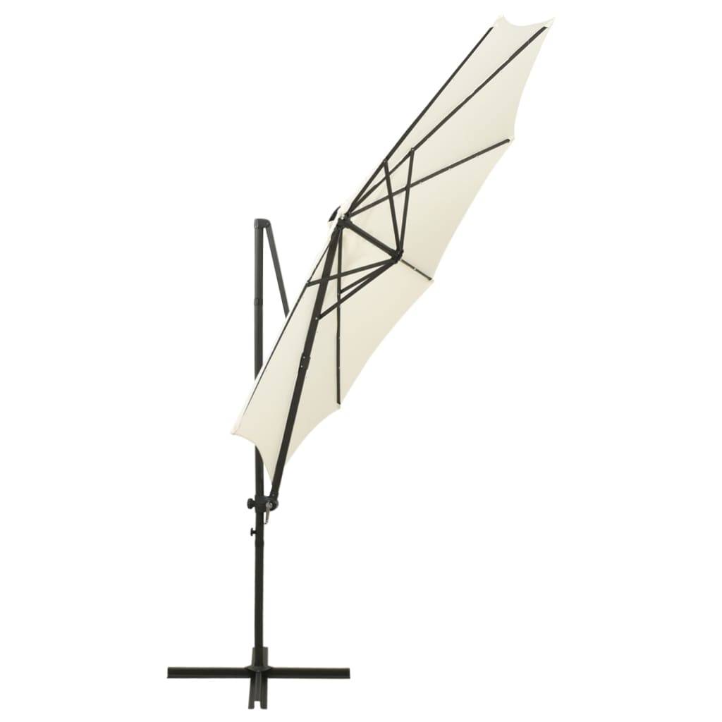 Helloshop26 - Parasol meuble de jardin déporté avec mât et lumières led sable 300 cm - Imagen 2