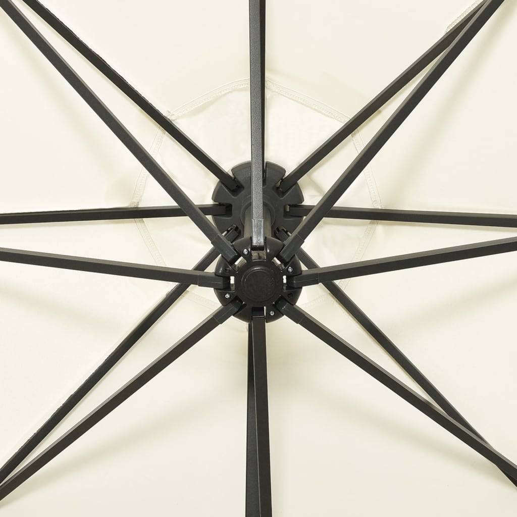 Helloshop26 - Parasol meuble de jardin déporté avec mât et lumières led sable 300 cm - Imagen 7
