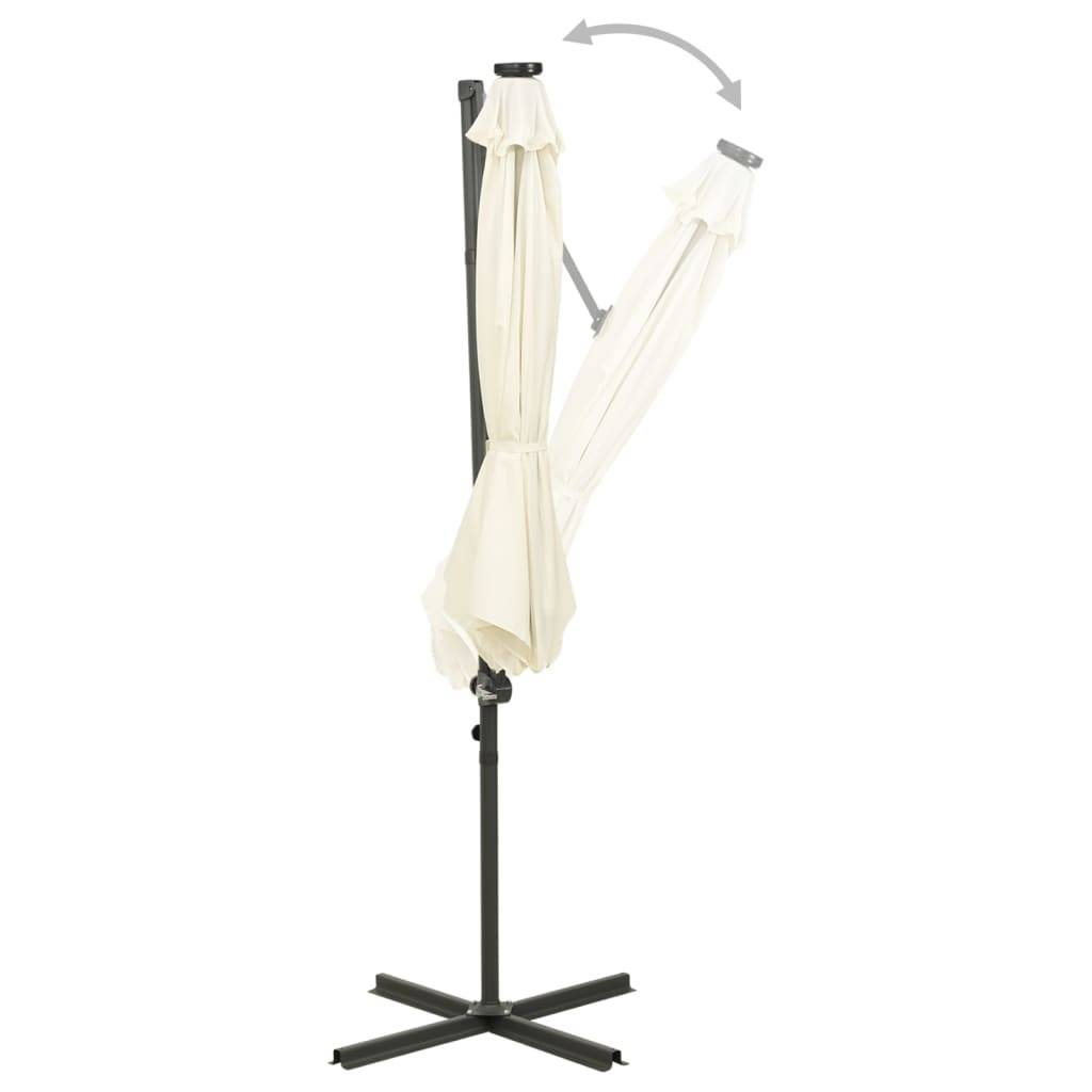 Helloshop26 - Parasol meuble de jardin déporté avec mât et lumières led sable 300 cm - Imagen 6