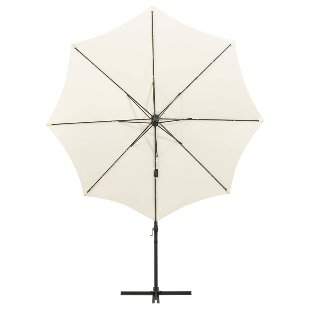 Helloshop26 - Parasol meuble de jardin déporté avec mât et lumières led sable 300 cm - Imagen 3