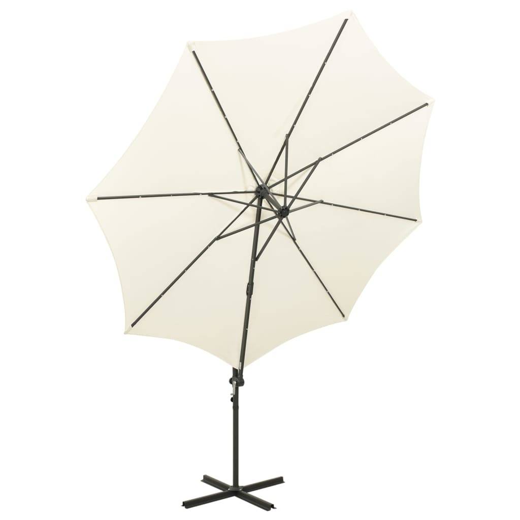 Helloshop26 - Parasol meuble de jardin déporté avec mât et lumières led sable 300 cm - Imagen 5